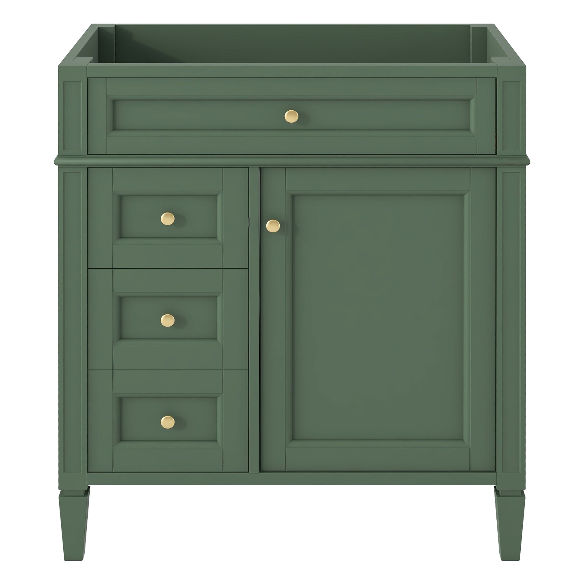 VanityFus 29.3-in Green Bathroom Vanity without Top Base Cabinet Undermount with 2 Soft Close Doors 3 Drawers Adjustable Shelves